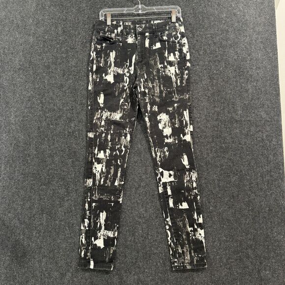 McQ Alexander McQueen Jeans Women's 27 Black White Skinny Italy Abstract Print - Picture 1 of 13